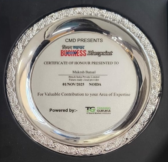 Mukesh Bansal Btrack India Certificate of Honour Business Blueprint 2025 Award